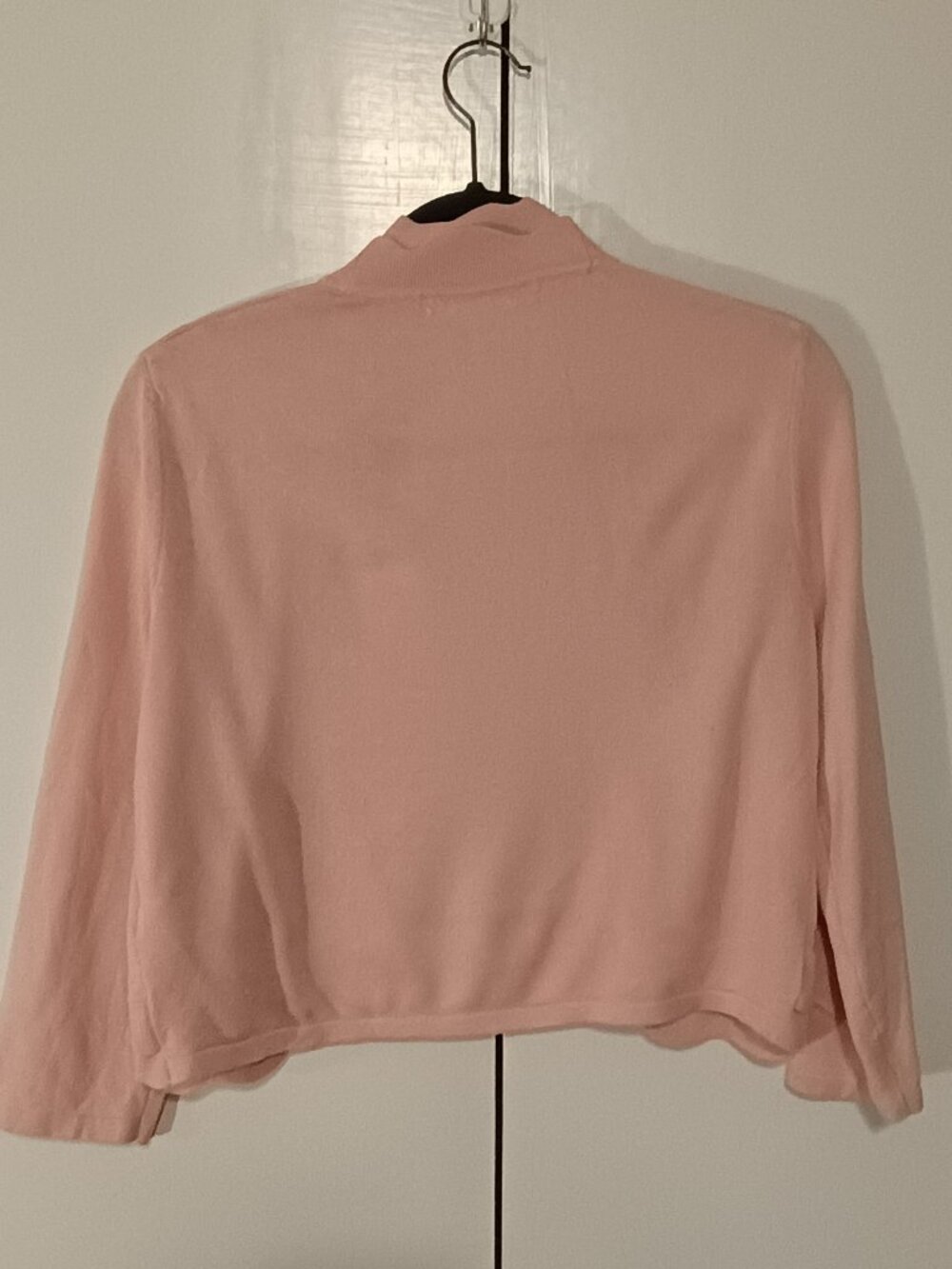 Cable & Gauge Light Pink Ruffle Open Front Cardigan Sweater Size Small Soft Knit - Picture 3 of 6